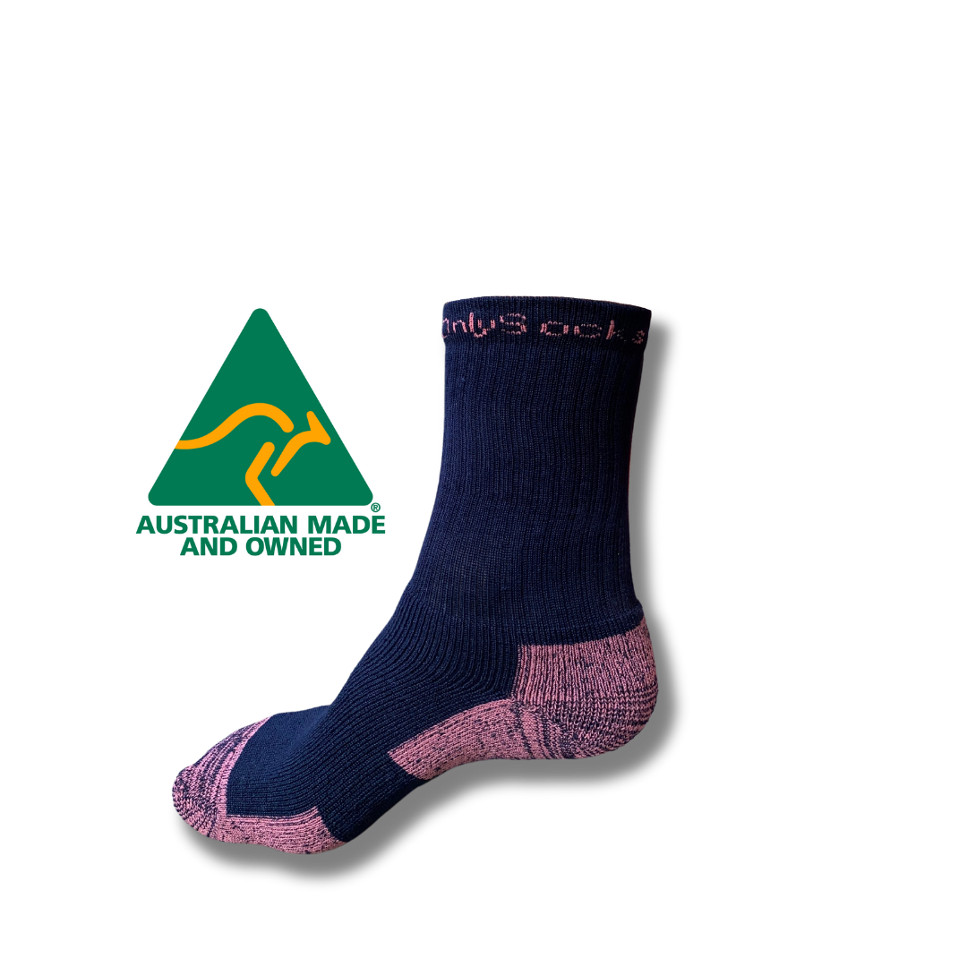 Only Socks Bamboo worksock Pink with Australian made logo