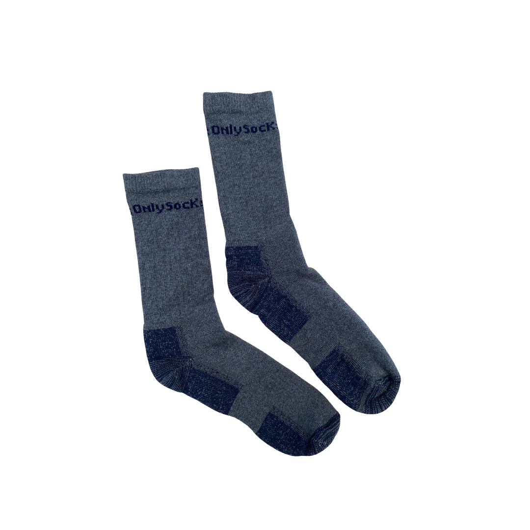 Australian Made mid weight merino work socks, pictured in grey