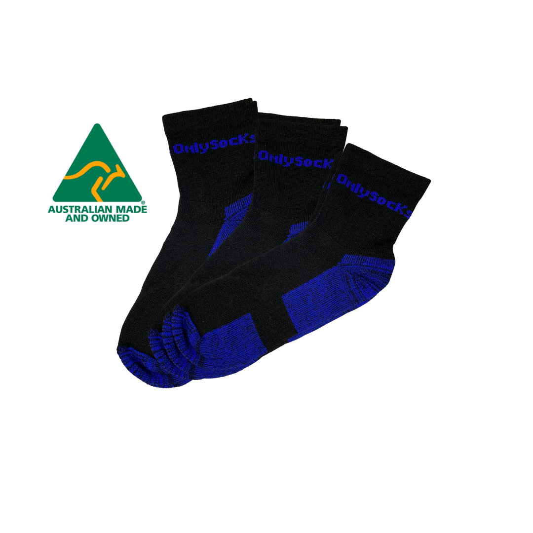 No show Bamboo Work Sock 3 pack by only socks in black and blue