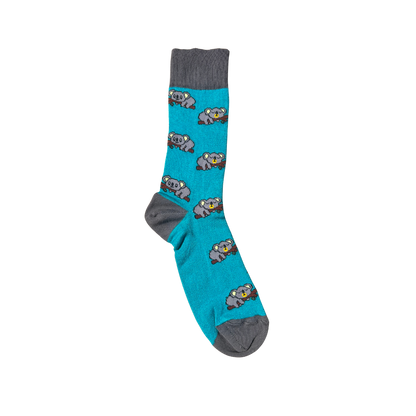 An Australian made Novelty sock featuring a Koala Asleep on a branch showing entire sock detail
