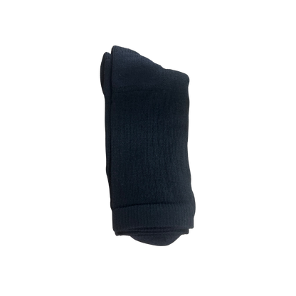 A folded pair of Black merino wool knitted socks