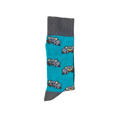 An Australian made Novelty sock featuring a Koala Asleep on a branch