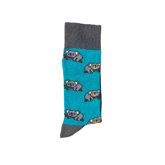 An Australian made Novelty sock featuring a Koala Asleep on a branch